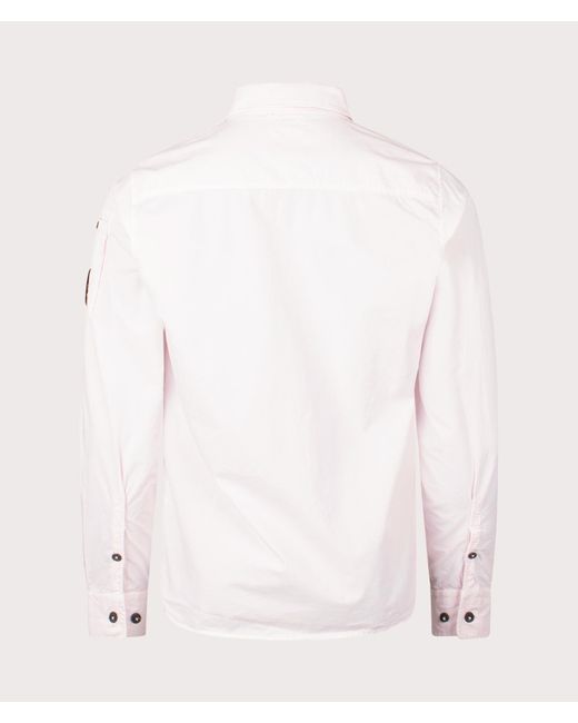 C P Company White Gabardine Zipped Overshirt for men