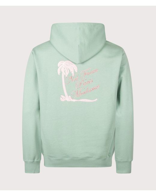 Drole de Monsieur Green Relaxed Fit Palm Slogan Hoodie for men