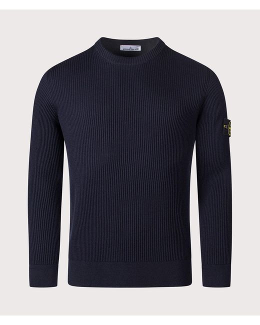 Stone Island Blue Wool Crew Neck Jumper for men