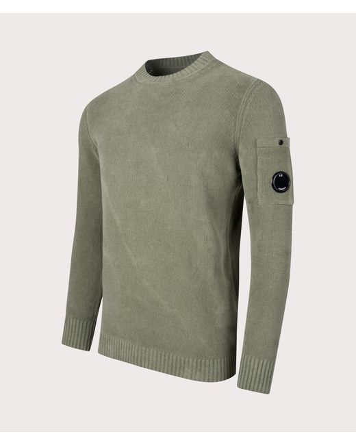 C P Company Green Chenille Cotton Jumper for men