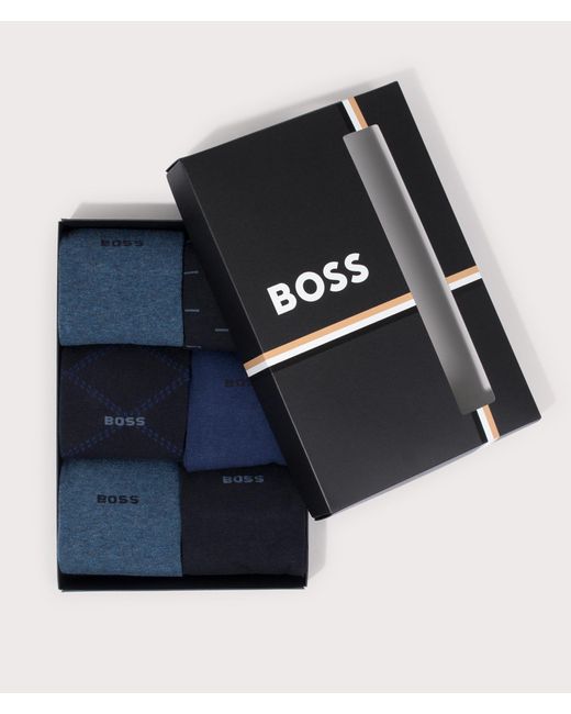 Boss Blue 6p Rib Sock Giftset for men