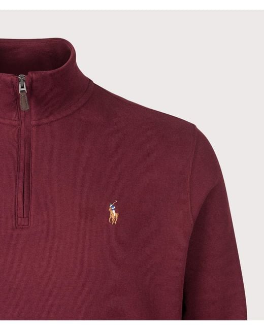 Polo Ralph Lauren Red Loose Fit Estate-Rib Quarter Zip Knit Jumper for men