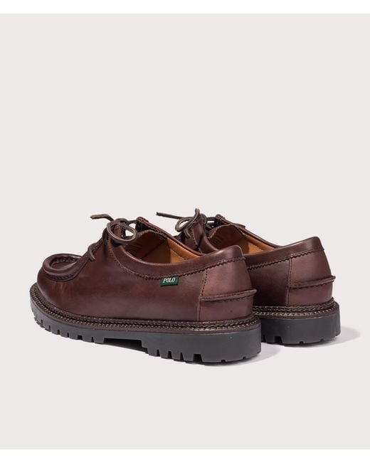 Polo Ralph Lauren Brown Jett Lug-Sole Leather Moc-Toe Shoes for men