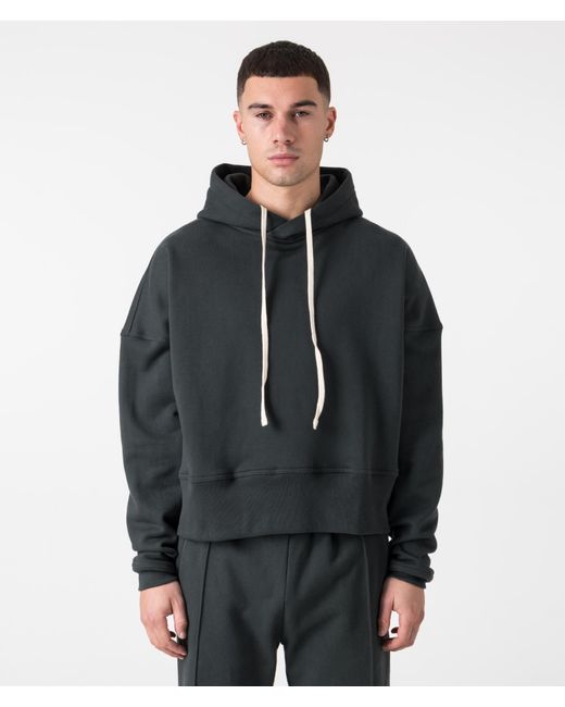 FLORENCE BLACK Gray Oversized Crop Hoodie V3 for men