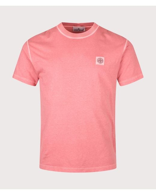 Stone Island Pink Slim Fit Organic Cotton 'Fissato' Effect T-Shirt for men