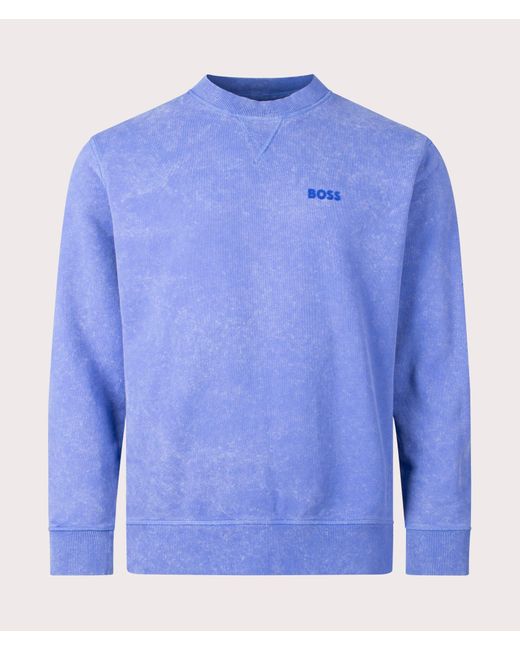 Boss Blue Relaxed Fit We Logo Raw Sweatshirt for men