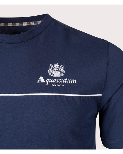 Aquascutum Blue Active Piping T-shirt for men
