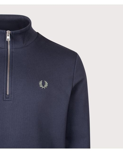 Fred Perry Blue Regular Fit Quarter Zip Sweatshirt for men