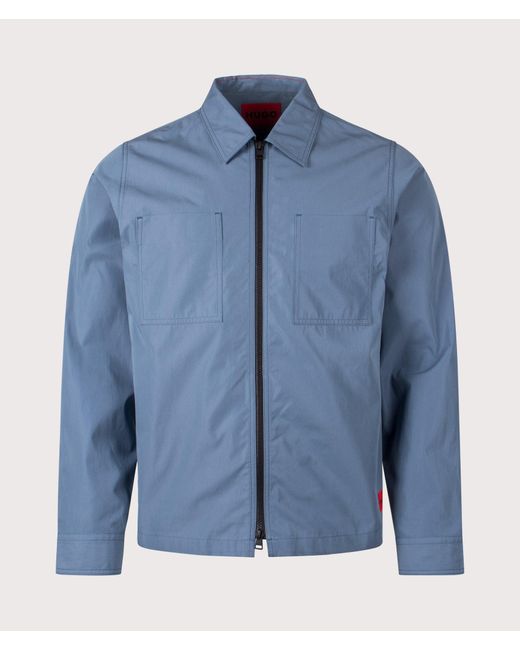 HUGO Blue Oversized Zip Through Evalom Overshirt for men