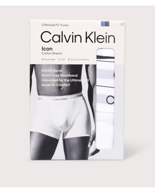 Calvin Klein Blue 3 Pack Relaxed Fit Trunks for men