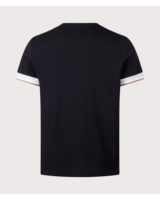 Fred Perry Black Regular Fit Twin Tipped Cuff T-Shirt for men