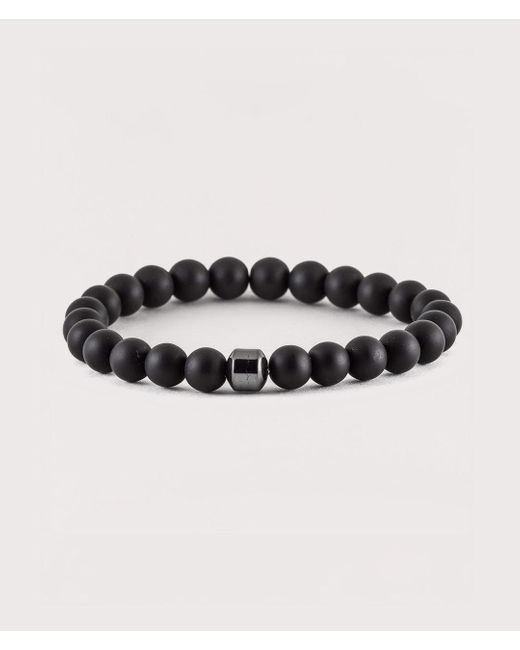 Mysterious Jeweller Black Onyx Beaded Stretch Bracelet for men
