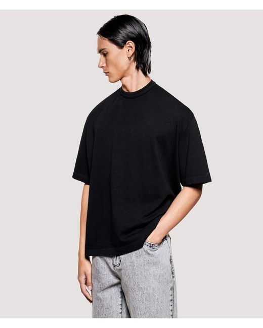 MKI Miyuki-Zoku Black Relaxed Box Fit 220 Gsm Slub T-Shirt for men