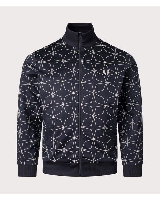 Fred Perry Blue Geometric Print Track Top for men