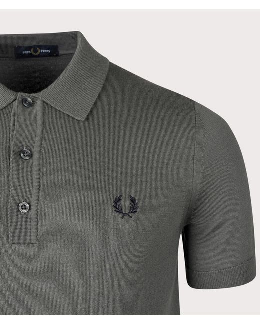 Fred Perry Gray Classic Knitted Polo Shirt for men