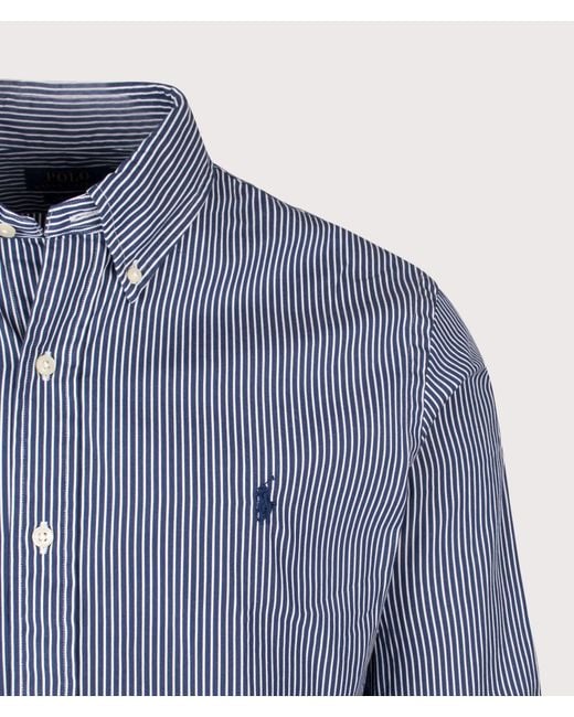 Polo Ralph Lauren Blue Custom Fit Poplin Shirt for men
