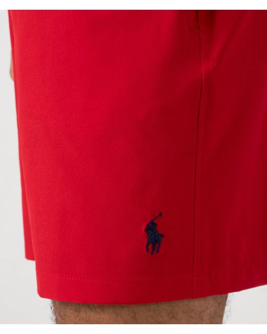 Polo Ralph Lauren Red Regular Fit Traveler Mid Swim Shorts for men
