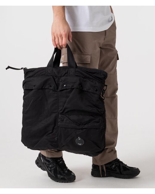 C P Company Black Nylon Tote Bag for men
