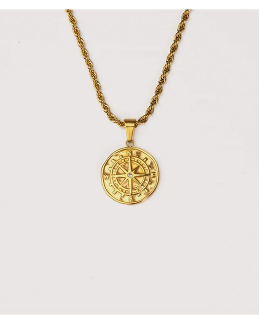 Mysterious Jeweller Metallic Compass Pendant 22&Quot for men