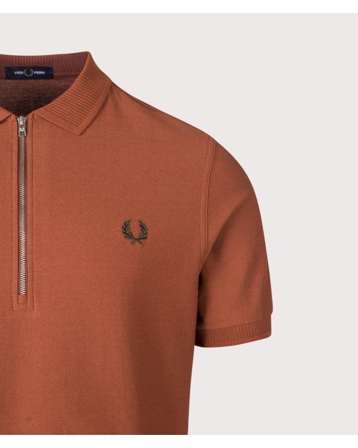 Fred Perry Orange Regular Fit Crepe Piqué Polo Shirt for men