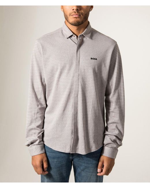 Boss Gray Regular Fit Dymova Shirt for men