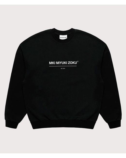 MKI Miyuki-Zoku Black Oversized Linear Crewneck Sweatshirt for men