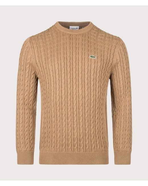 Lacoste Brown Regular Fit Cable Knitted Jumper for men