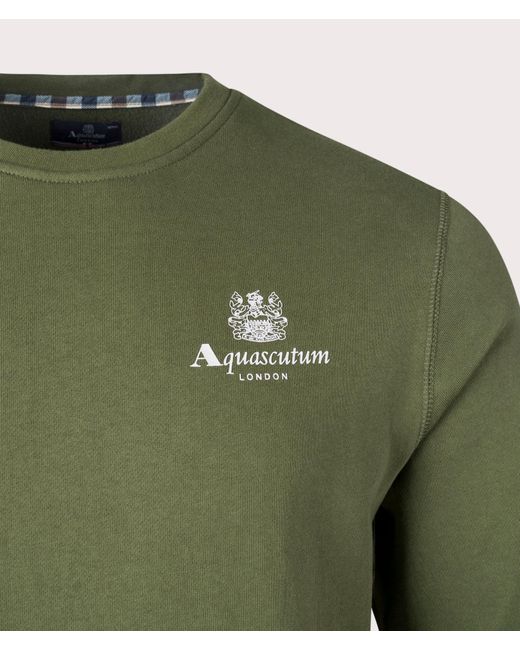 Aquascutum Green Active Small Logo Crew Neck Sweatshirt for men