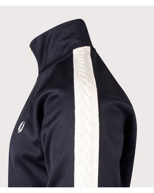 Fred Perry Blue Regular Fit Cable Taped Track Jacket for men