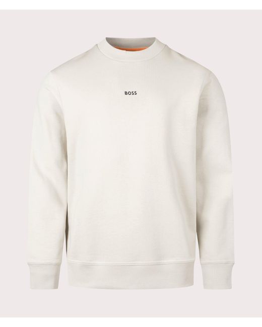 Boss White Wesmall Crew Sweatshirt for men