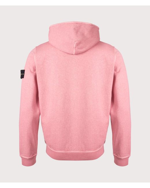 Stone Island Pink Malfilé 'Old' Treatment Full Zip Hoodie for men