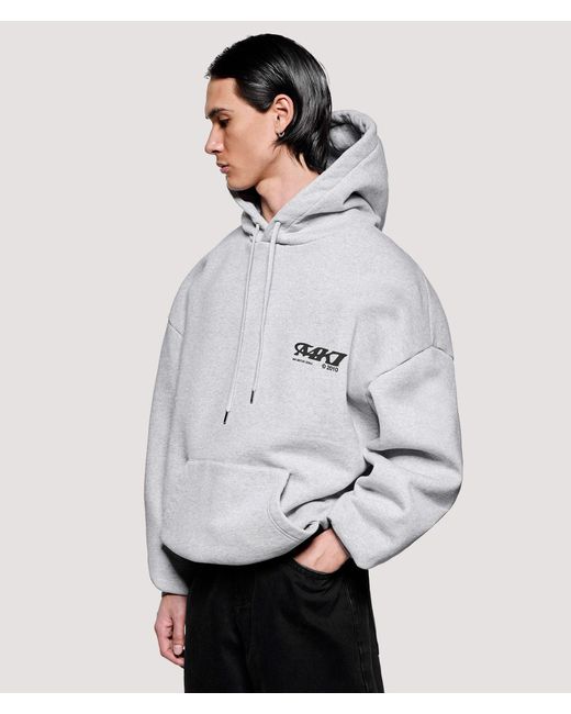 MKI Miyuki-Zoku Gray Box Fit Stack Hoodie for men