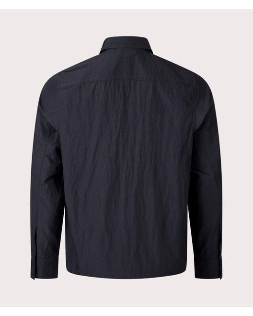 Fred Perry Blue Zip Through Lightweight Textured Overshirt for men
