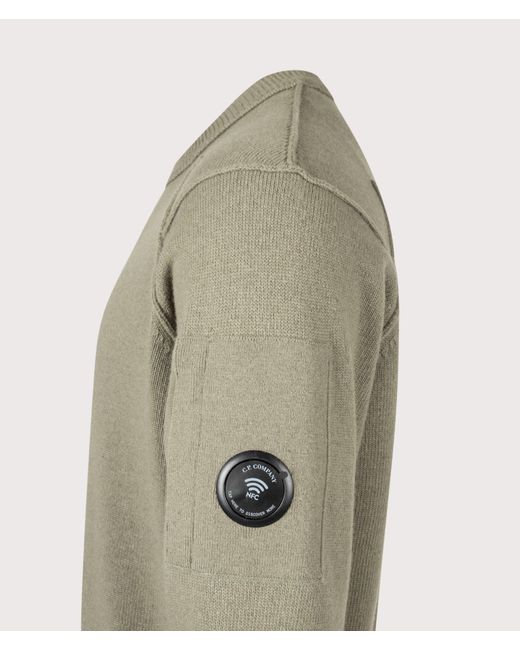 C P Company Green Lambswool Grs Crewneck Lens Jumper for men