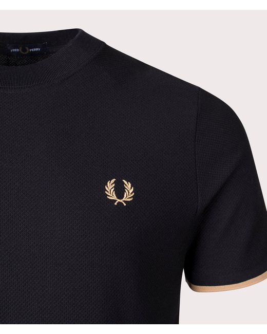 Fred Perry Black Tipped Cuff Piqué T-shirt for men