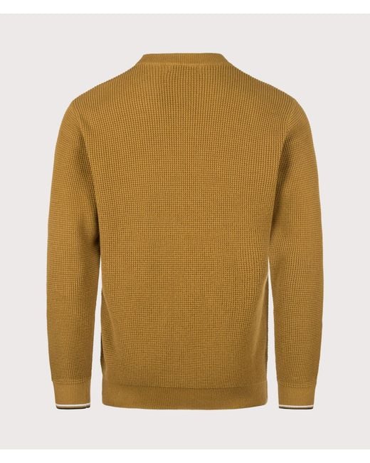 Fred Perry Green Regular Fit Waffle Stitch Jumper for men