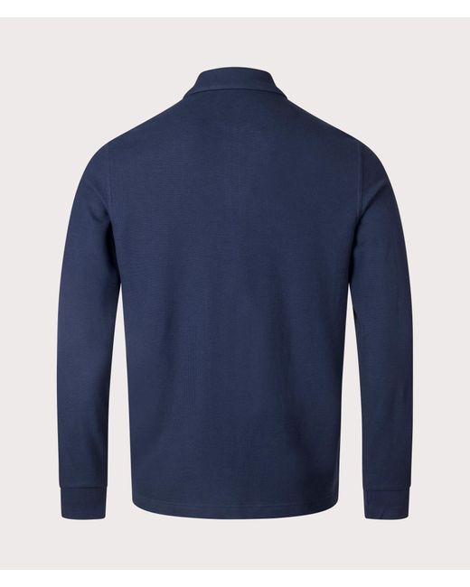 Fred Perry Blue Honeycomb Taped Quarter Zip Polo Shirt for men