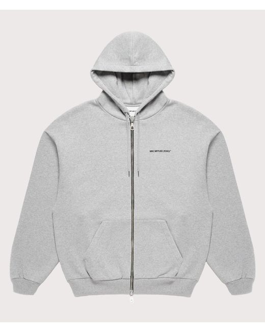 MKI Miyuki-Zoku White Oversized Uniform Zip Through Hoodie for men