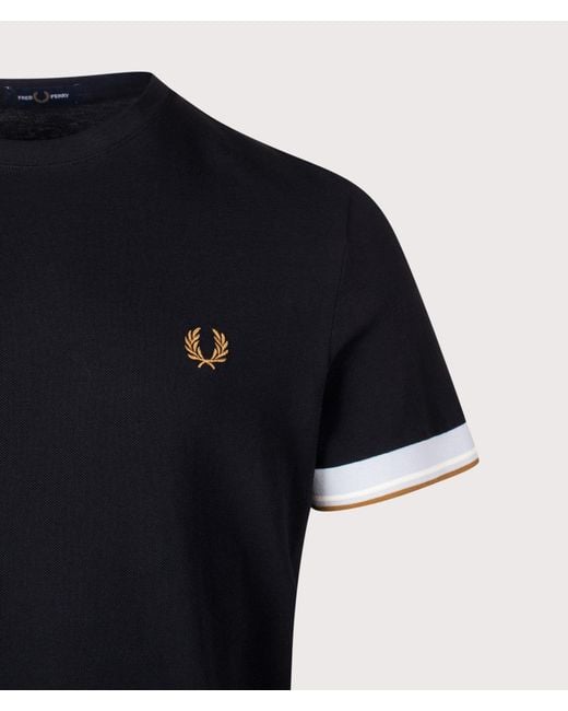 Fred Perry Black Regular Fit Twin Tipped Cuff T-Shirt for men