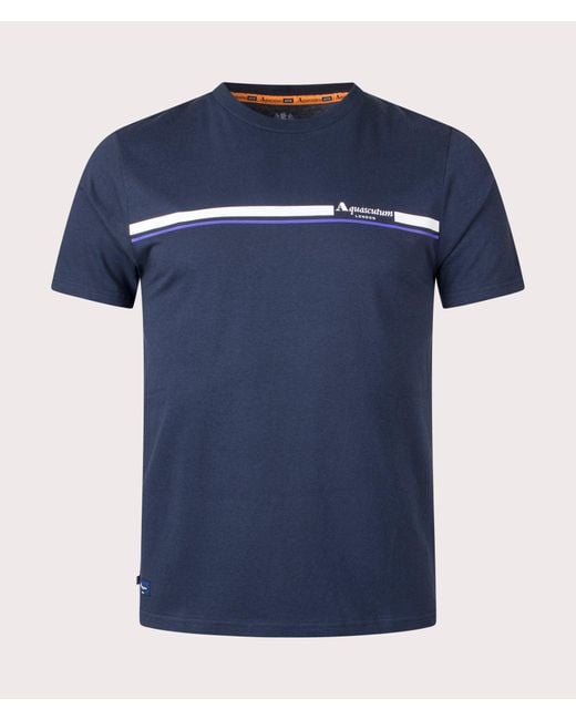 Aquascutum Blue Active Cotton Stripes T-shirt for men