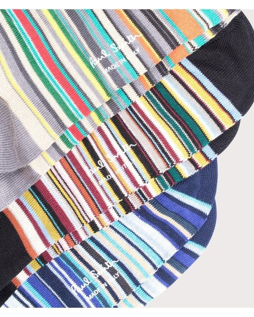 Paul Smith Blue 3 Pack Of Signature Stripe Socks for men