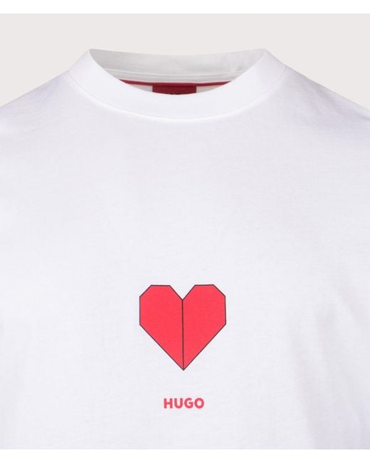 HUGO White Relaxed Fit Dalentin T-Shirt for men
