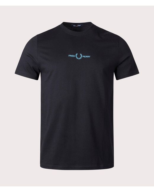 Fred Perry Black Embroidered T-shirt for men