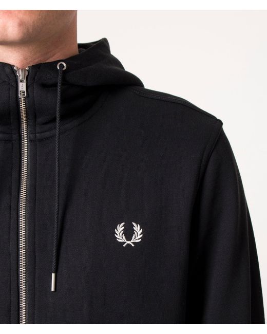 Fred Perry Blue Zip Through Contrast Tipped Hoodie for men