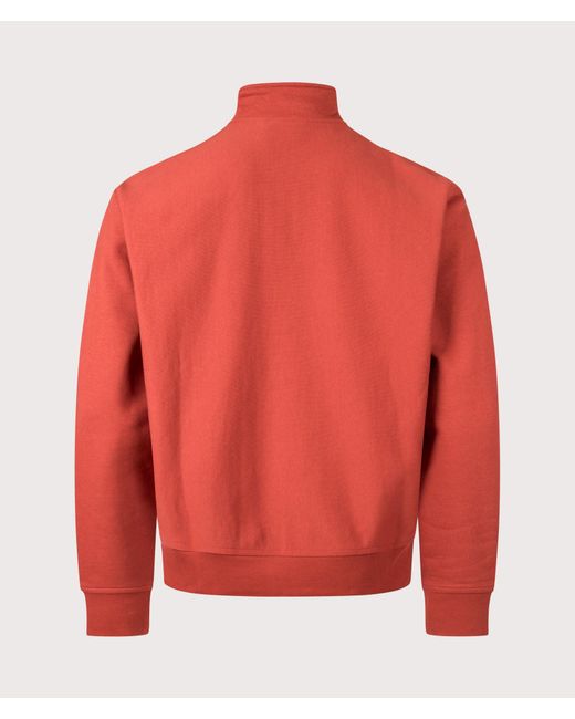 Carhartt Red Loose Fit Quarter Zip American Script Sweatshirt for men
