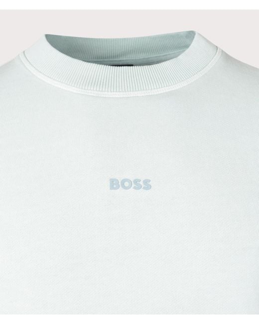Boss White Relaxed Fit Garment Dyed Wefade Sweatshirt for men