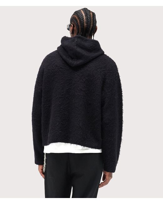 Represent Black Textured Borg Hoodie for men