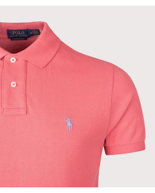Polo Ralph Lauren Pink Custom Slim Fit Mesh Polo Shirt for men