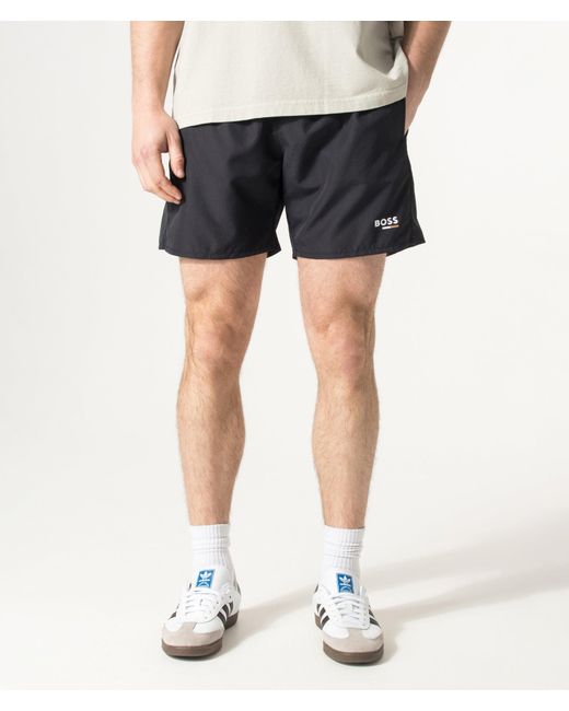 Boss Blue Regular Fit Swordfish Swim Shorts for men