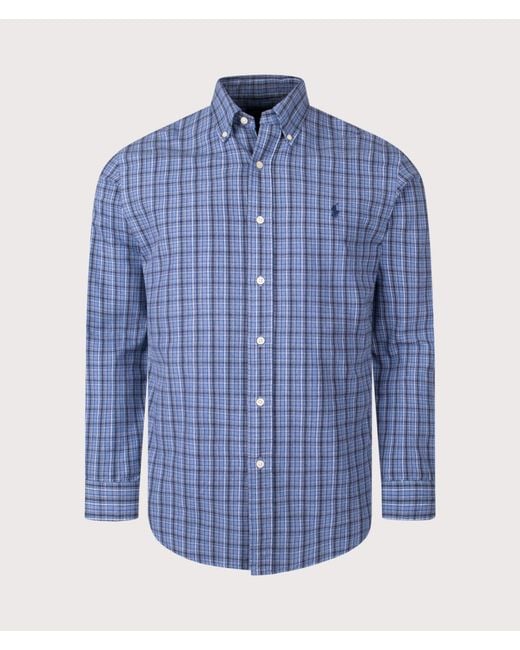 Polo Ralph Lauren Blue Custom Fit Brushed Oxford Shirt for men